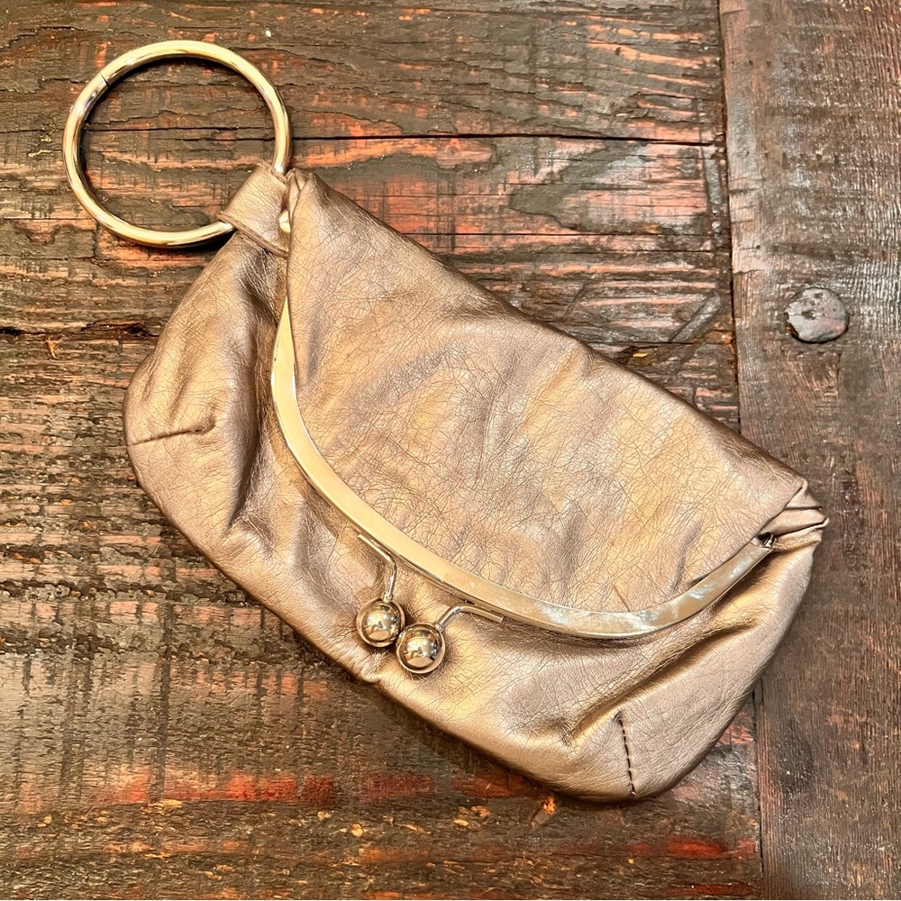 Champagne color clutch wristlet formal casual excellent condition